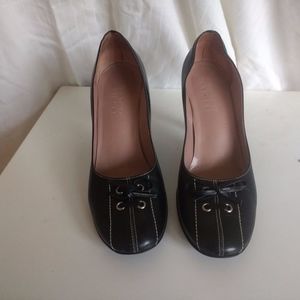 Franco Sarto Size9 Black Leather Heels Pumps